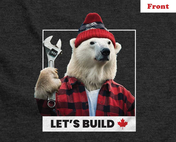 Let's Build Polar Bear with Wrench Canada Maple Leaf Graphic