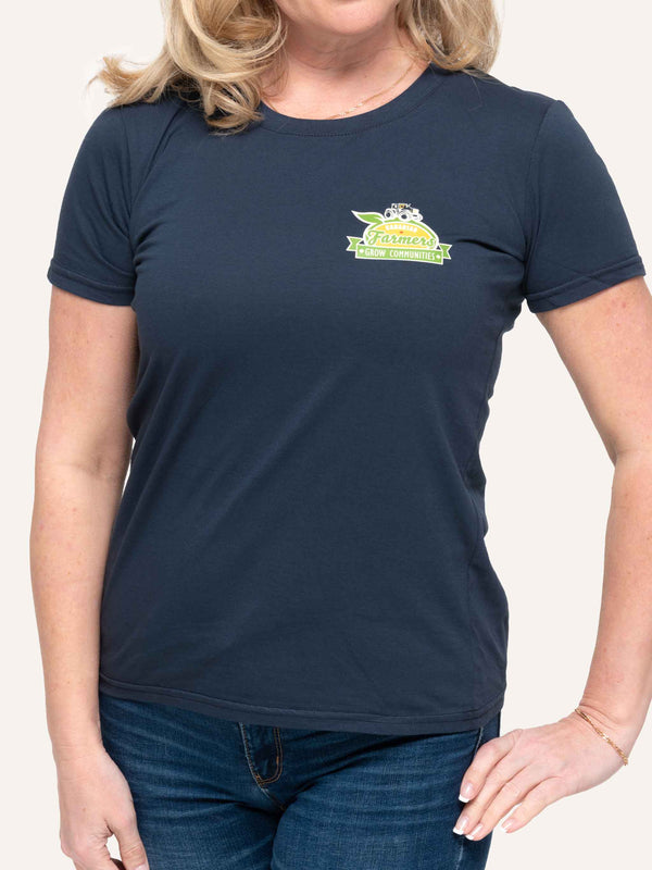 Canadian Farmers Grow Communities - Women's Navy Blue T-Shirt - Made in Canada - Choose Canadian Apparel Co