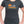 Woman wearing grey camping t-shirt with CANADA slogan and orange sunset, mountain, trees and canoe graphic - Made in Canada by Choose Canadian Apparel Co