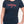 Woman wearing blue t-shirt with canada slogan in block letters and red maple leaf - Made in Canada by Choose Canadian Apparel Co