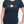 Woman wearing navy blue t-shirt with maple leaf and heartbeat pulse graphic - Made in Canada by Choose Canadian Apparel Co