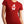 Woman wearing red t-shirt with canada flag in shape of a maple leaf - Made in Canada by Choose Canadian Apparel Co