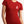 Woman wearing ladies red t-shirt with canada flag in shape of maple leaf graphic at left pocket location - Made in Canada by Choose Canadian Apparel Co
