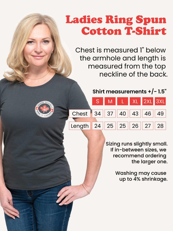 Women's T-Shirts Size Guide - Choose Canadian Apparel - Made in Canada